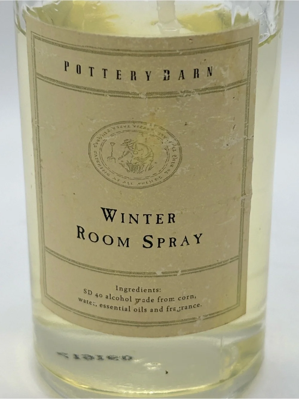 Pottery Barn Discontinued Winter Room Spray 8oz Glass Bottle Essential Oil HTF